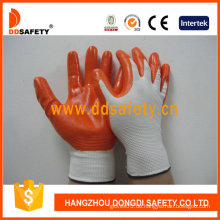 13 Gauge Orange Nitril White Coated Handschuhe-Dnn334